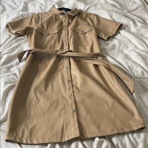 Faux leather dress nude